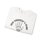 Give yourself a hand Sweatshirt | Inspirational Crewneck, Gift for Fitness Lovers, Motivational Apparel, Unisex Sweatshirt, Cozy Fitness Wear