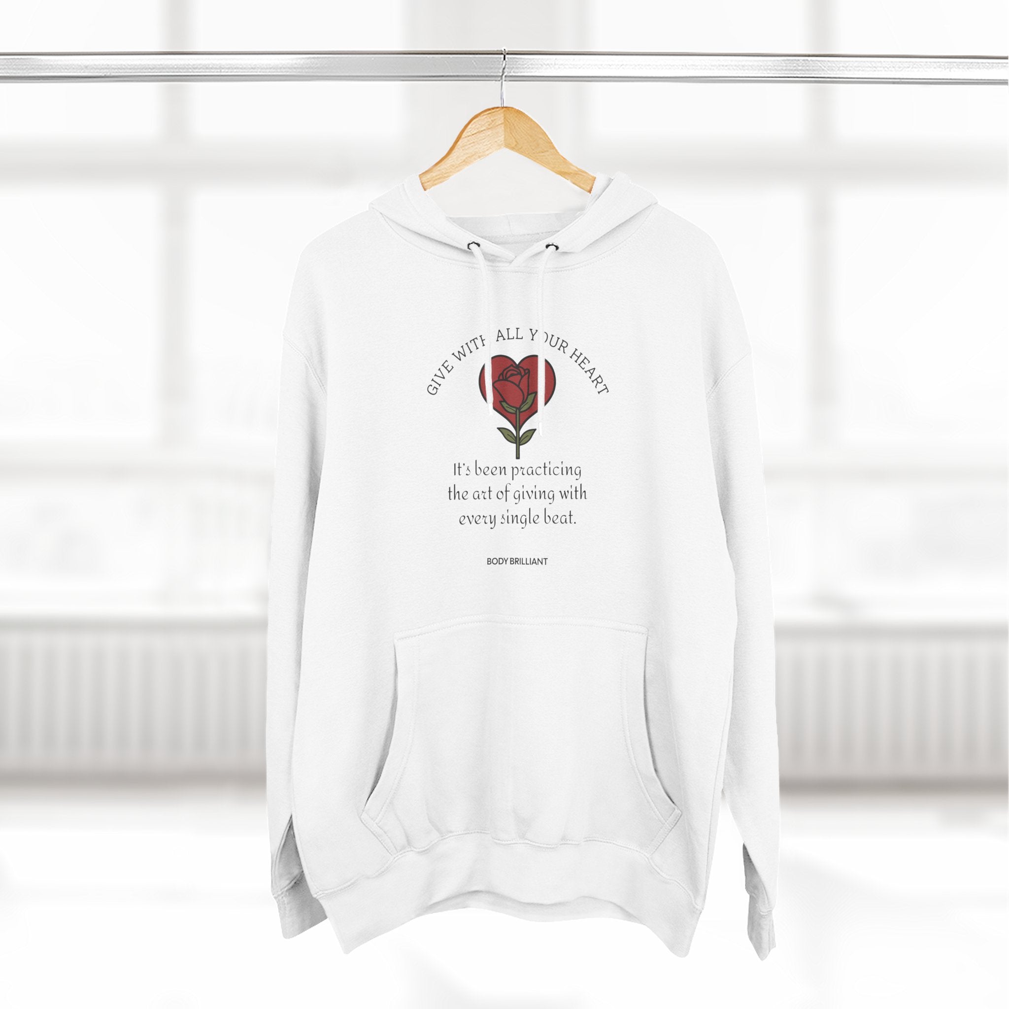 Give with all your heart Hoodie, Unisex Sweatshirt, Casual Wear, Gift for Her, Fall Fashion, Holiday Gift