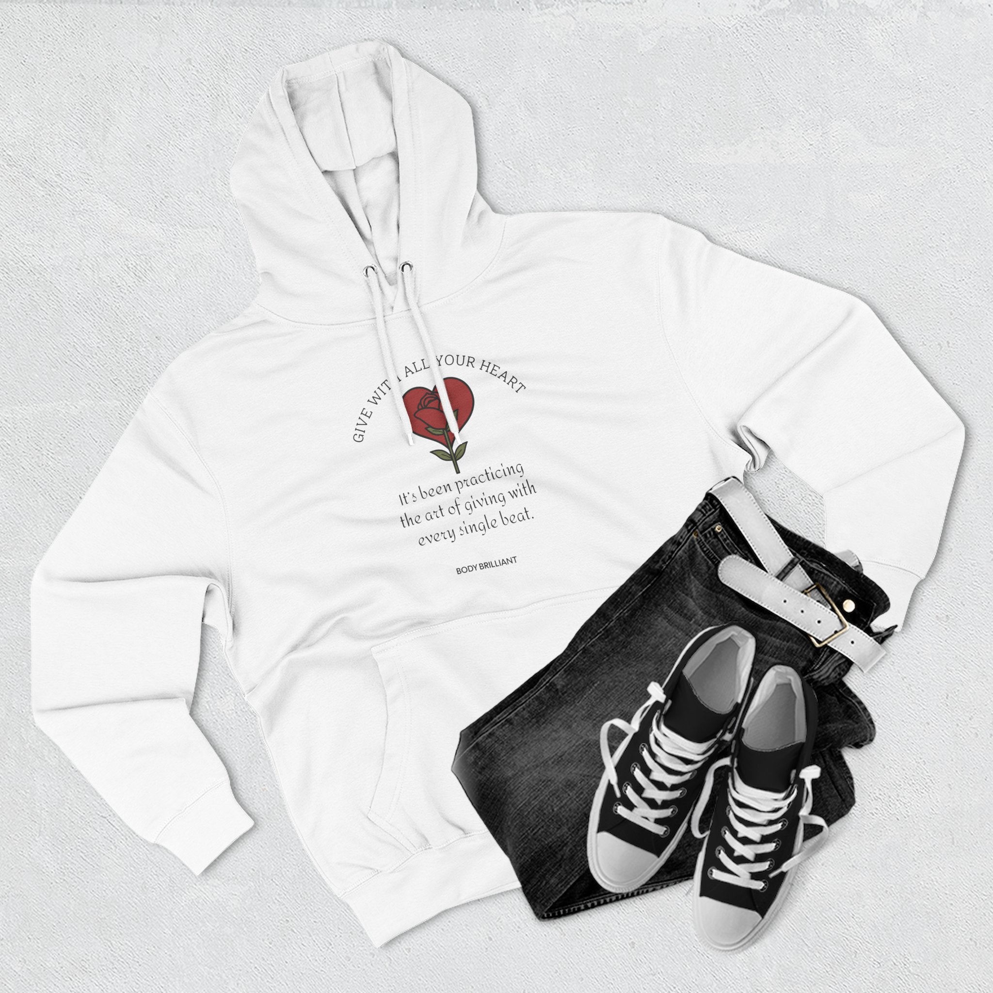 Give with all your heart Hoodie, Unisex Sweatshirt, Casual Wear, Gift for Her, Fall Fashion, Holiday Gift