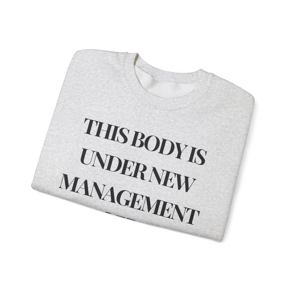This body is under new management. Cancer free Sweatshirt | Inspirational Crewneck, Gift for Fitness Lovers, Motivational Apparel, Unisex Sweatshirt, Cozy Fitness Wear