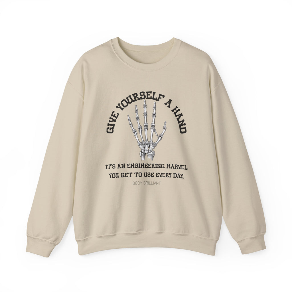 Give yourself a hand Sweatshirt | Inspirational Crewneck, Gift for Fitness Lovers, Motivational Apparel, Unisex Sweatshirt, Cozy Fitness Wear