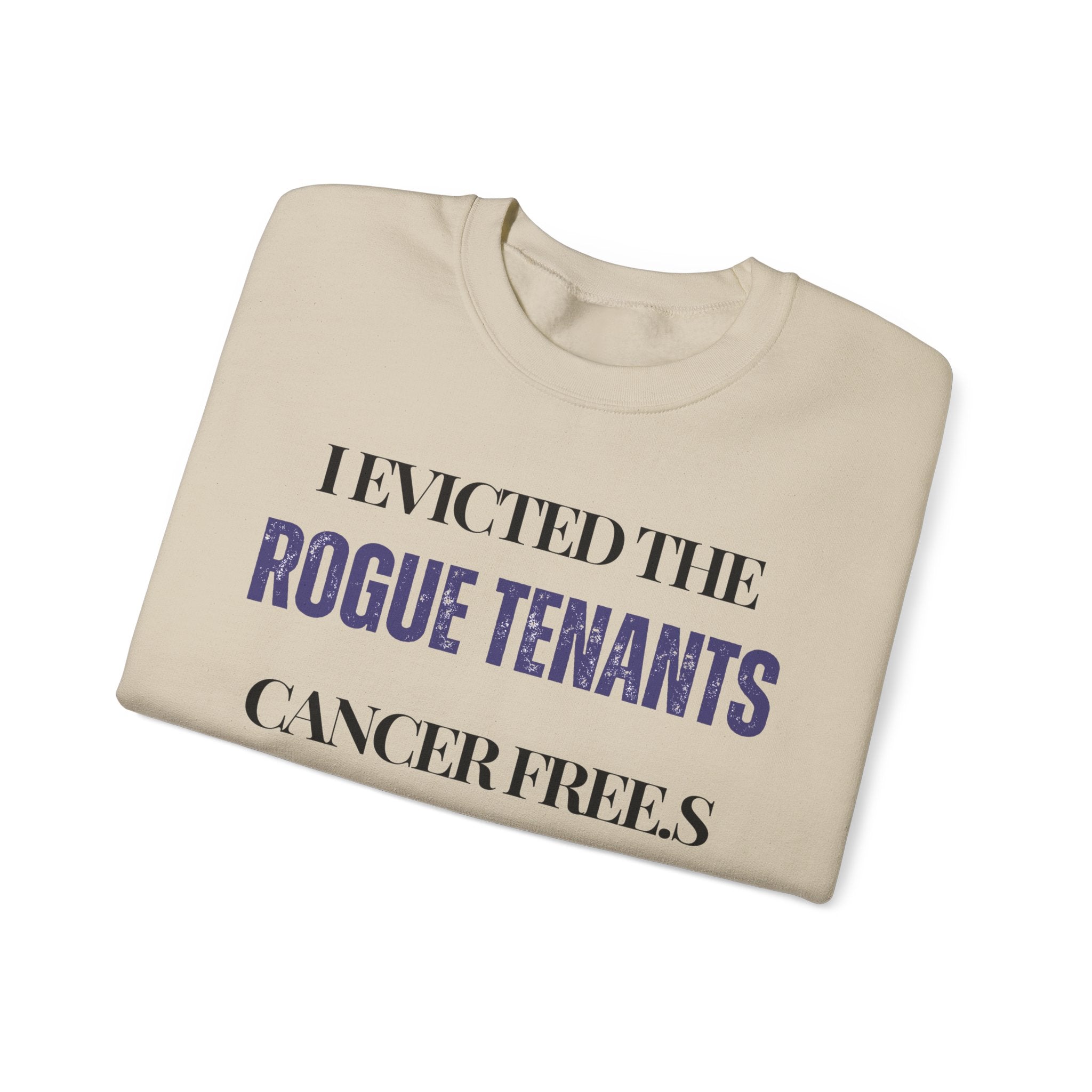 I evicted the rogue tenants. Cancer free Sweatshirt | Inspirational Crewneck, Gift for Fitness Lovers, Motivational Apparel, Unisex Sweatshirt, Cozy Fitness Wear