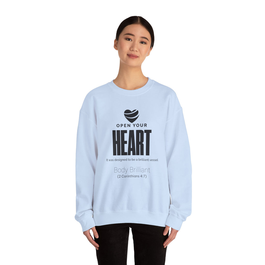 Open Your Heart Sweatshirt | Inspirational Crewneck, Gift for Fitness Lovers, Motivational Apparel, Unisex Sweatshirt, Cozy Fitness Wear