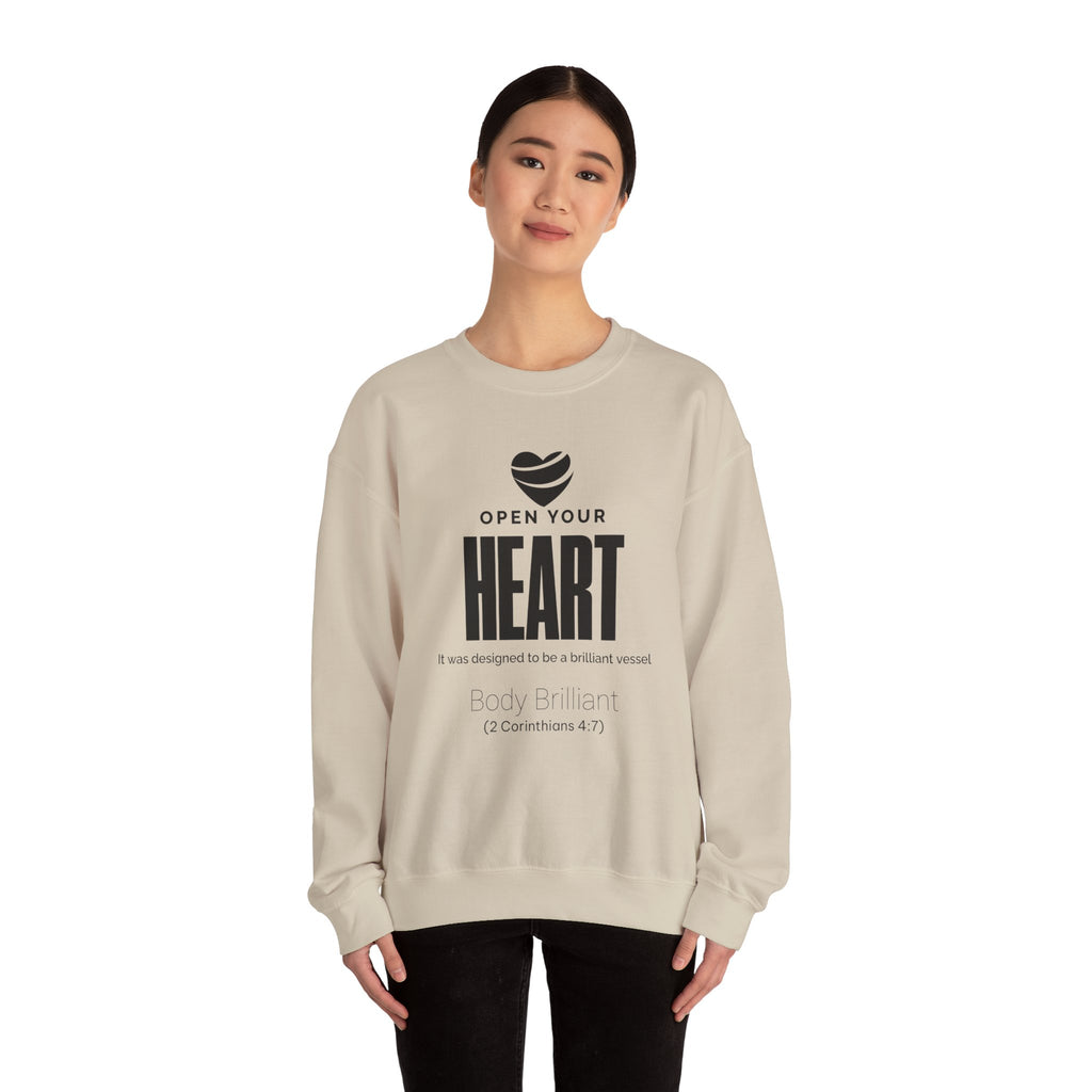 Open Your Heart Sweatshirt | Inspirational Crewneck, Gift for Fitness Lovers, Motivational Apparel, Unisex Sweatshirt, Cozy Fitness Wear