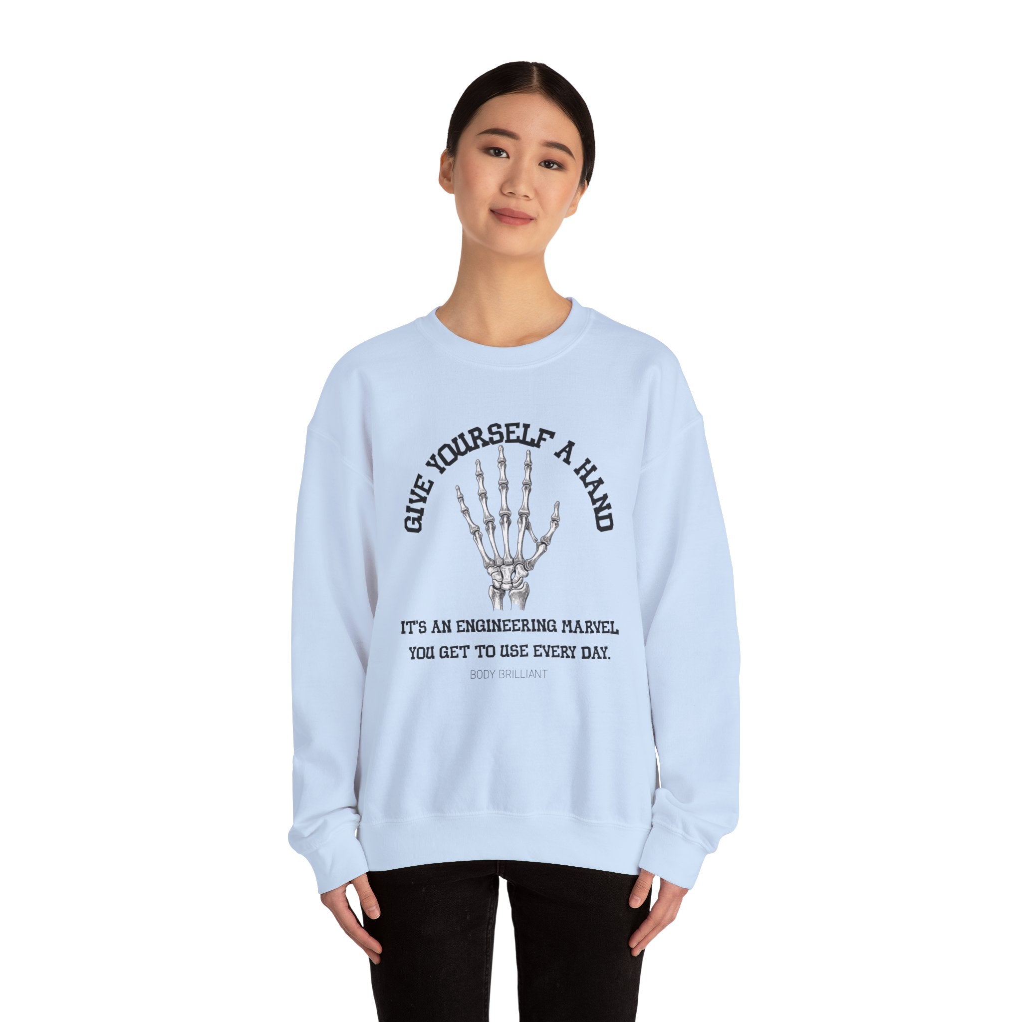 Give yourself a hand Sweatshirt | Inspirational Crewneck, Gift for Fitness Lovers, Motivational Apparel, Unisex Sweatshirt, Cozy Fitness Wear