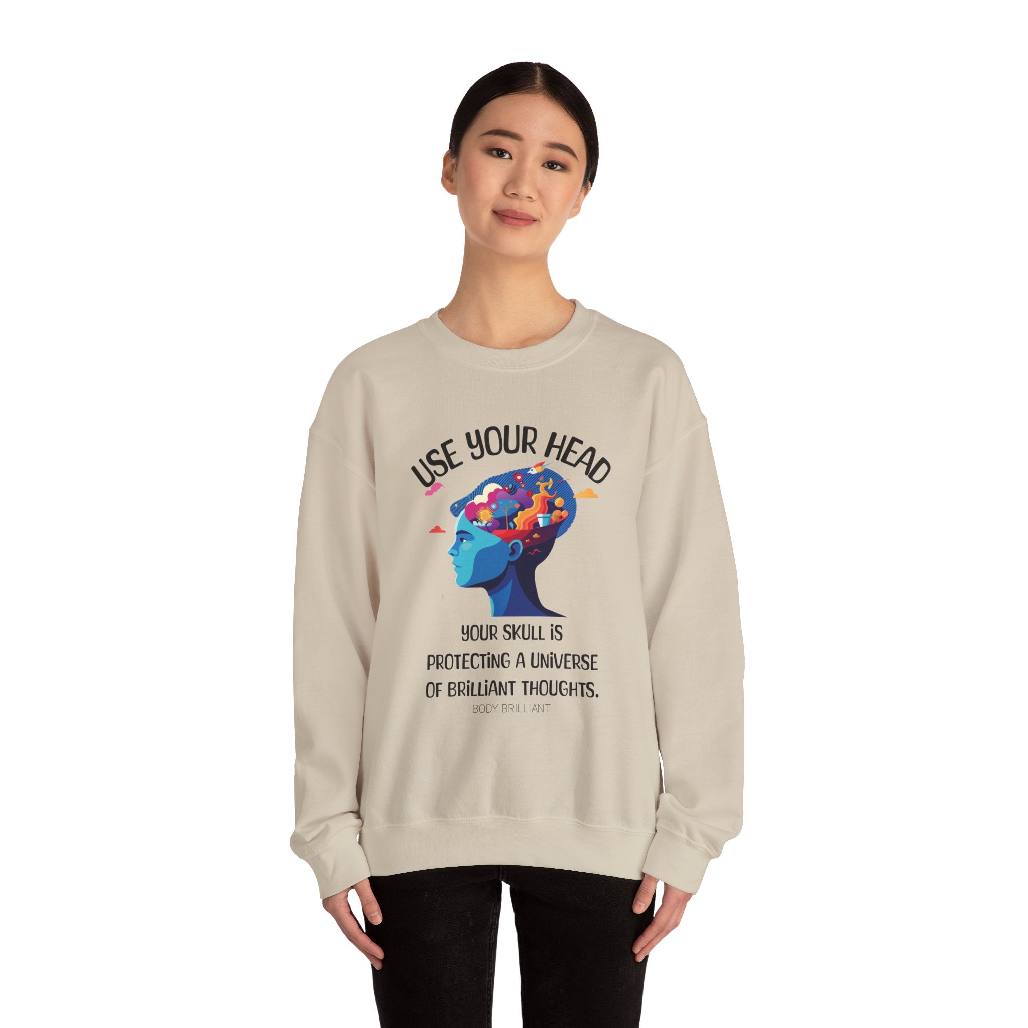 Use your head Sweatshirt | Inspirational Crewneck, Gift for Fitness Lovers, Motivational Apparel, Unisex Sweatshirt, Cozy Fitness Wear