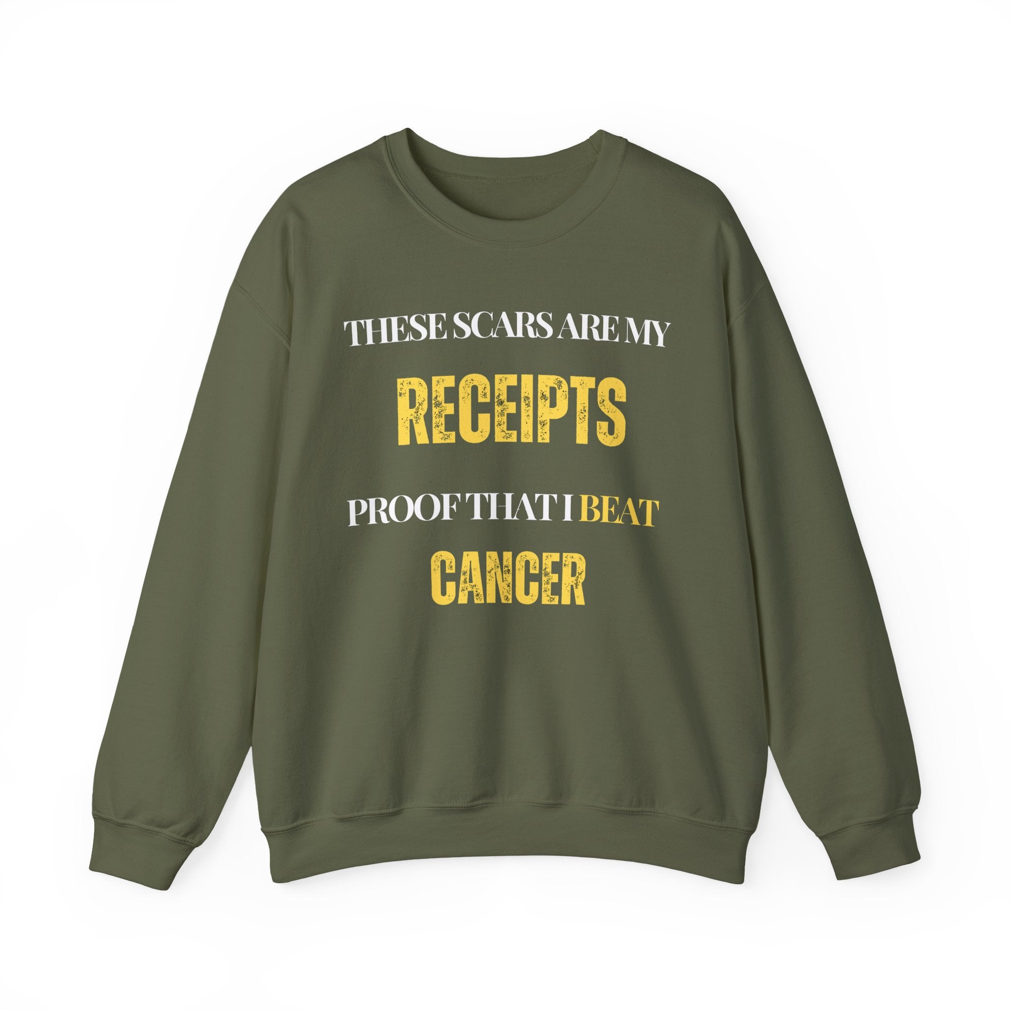 These scars are my receipts. Proof that I beat cancer Sweatshirt | Inspirational Crewneck, Gift for Fitness Lovers, Motivational Apparel, Unisex Sweatshirt, Cozy Fitness Wear