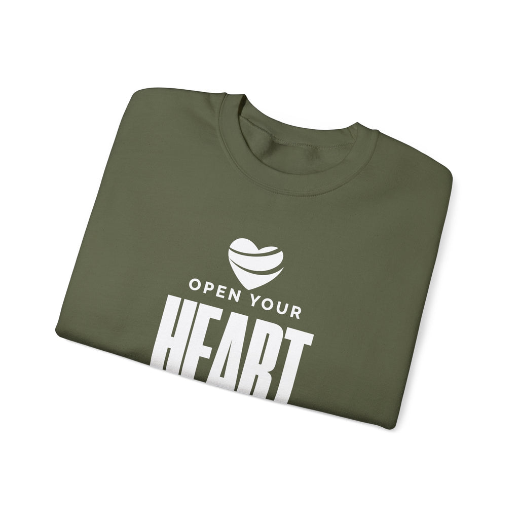Open Your Heart Sweatshirt | Inspirational Crewneck, Gift for Fitness Lovers, Motivational Apparel, Unisex Sweatshirt, Cozy Fitness Wear