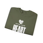 Open Your Heart Sweatshirt | Inspirational Crewneck, Gift for Fitness Lovers, Motivational Apparel, Unisex Sweatshirt, Cozy Fitness Wear