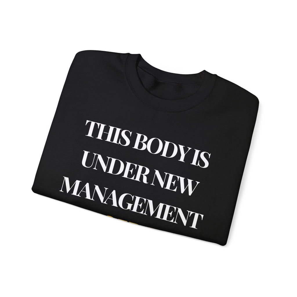 This body is under new management. Cancer free Sweatshirt | Inspirational Crewneck, Gift for Fitness Lovers, Motivational Apparel, Unisex Sweatshirt, Cozy Fitness Wear