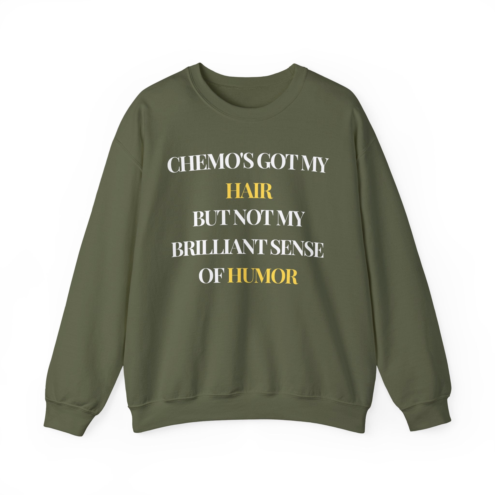 Chemo's got my hair, but not my brilliant sense of humor Sweatshirt | Inspirational Crewneck, Gift for Fitness Lovers, Motivational Apparel, Unisex Sweatshirt, Cozy Fitness Wear