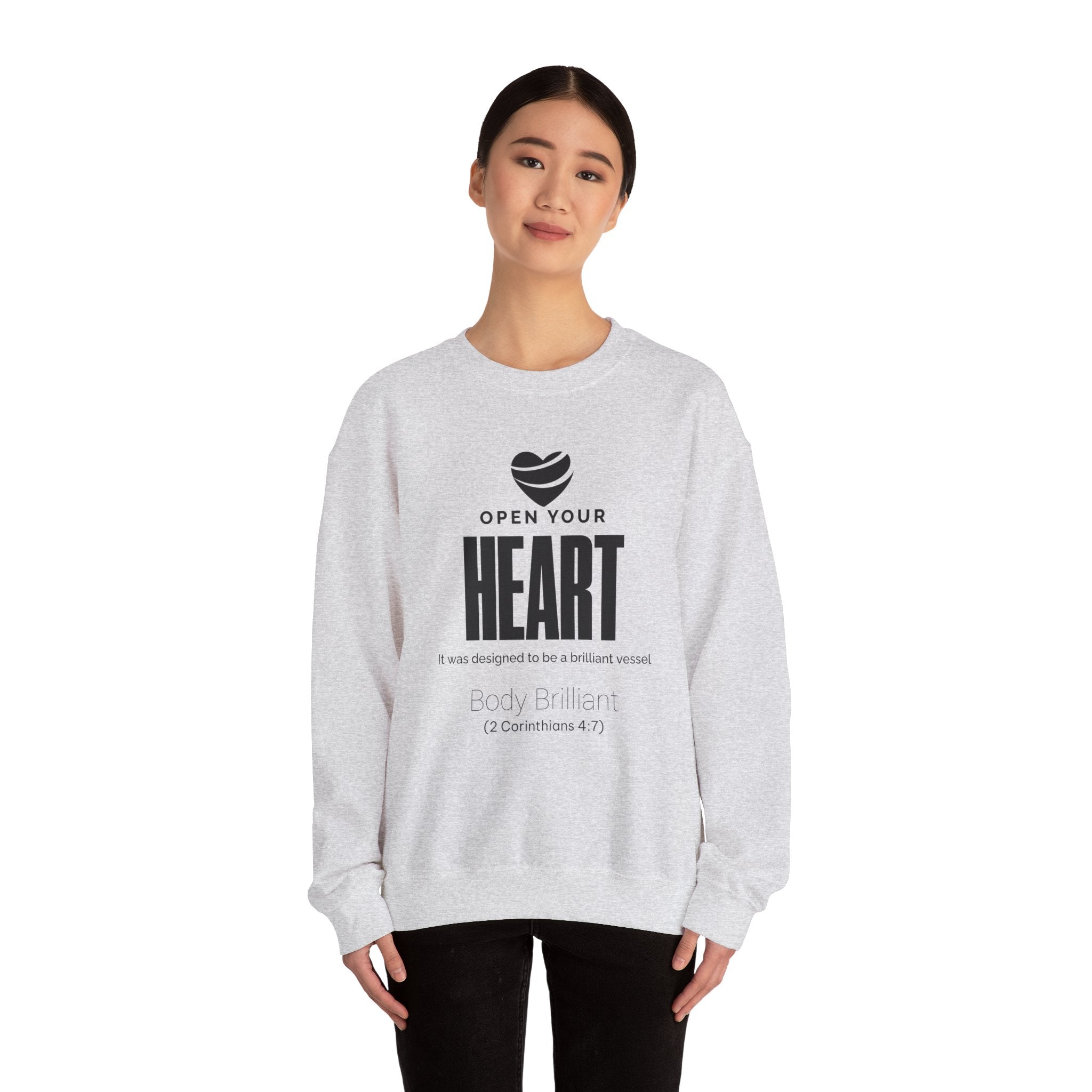 Open Your Heart Sweatshirt | Inspirational Crewneck, Gift for Fitness Lovers, Motivational Apparel, Unisex Sweatshirt, Cozy Fitness Wear