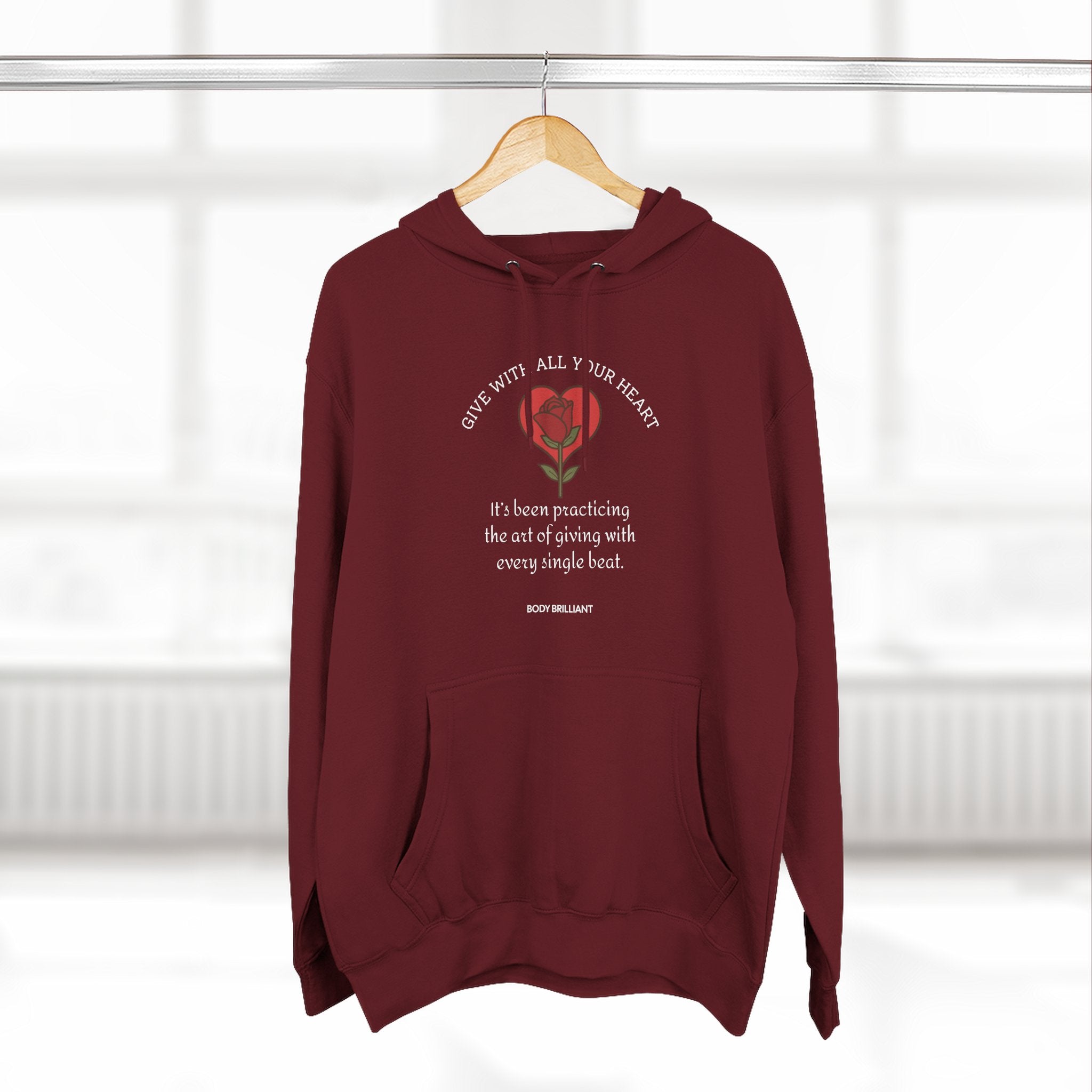 Give with all your heart Hoodie, Unisex Sweatshirt, Casual Wear, Gift for Her, Fall Fashion, Holiday Gift