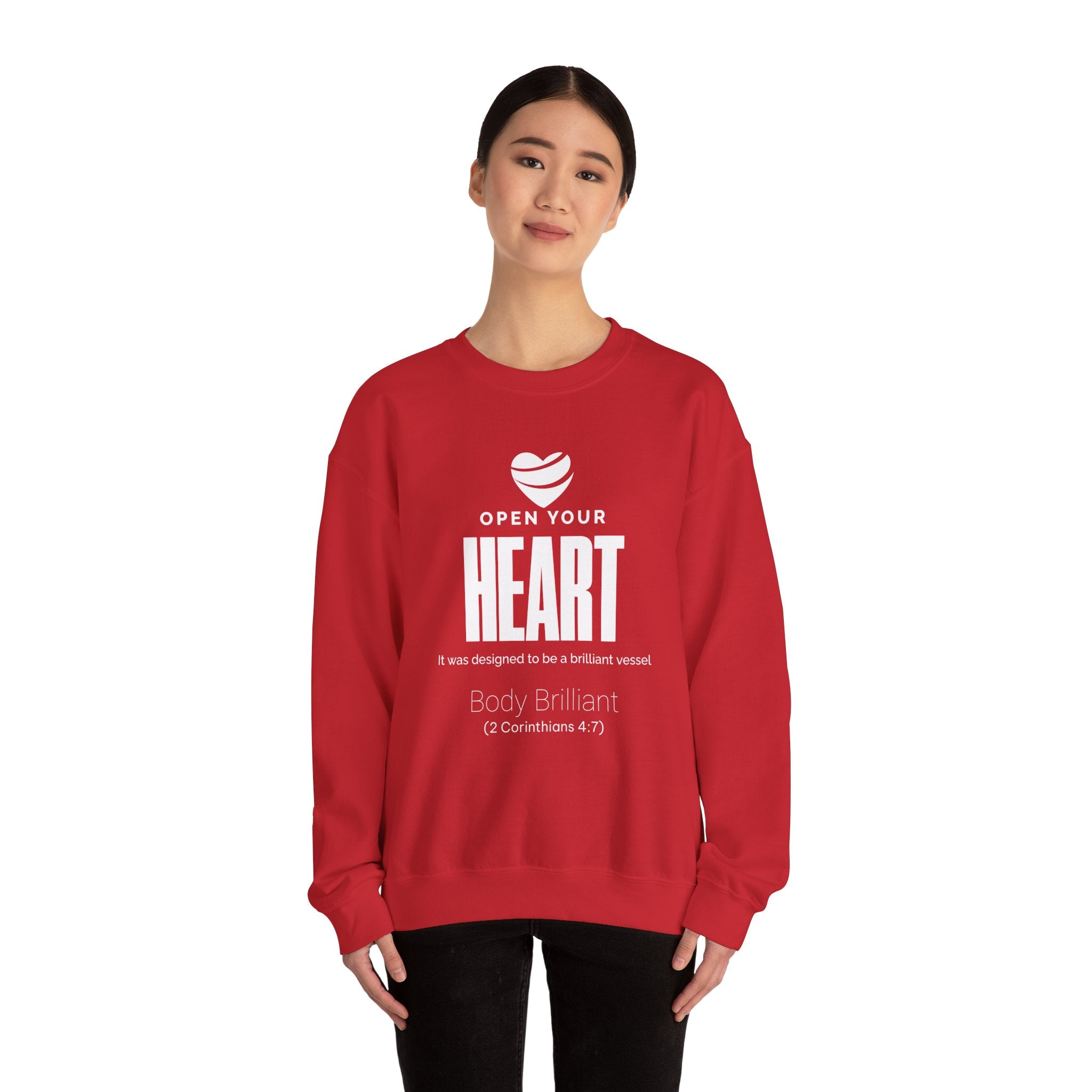 Open Your Heart Sweatshirt | Inspirational Crewneck, Gift for Fitness Lovers, Motivational Apparel, Unisex Sweatshirt, Cozy Fitness Wear