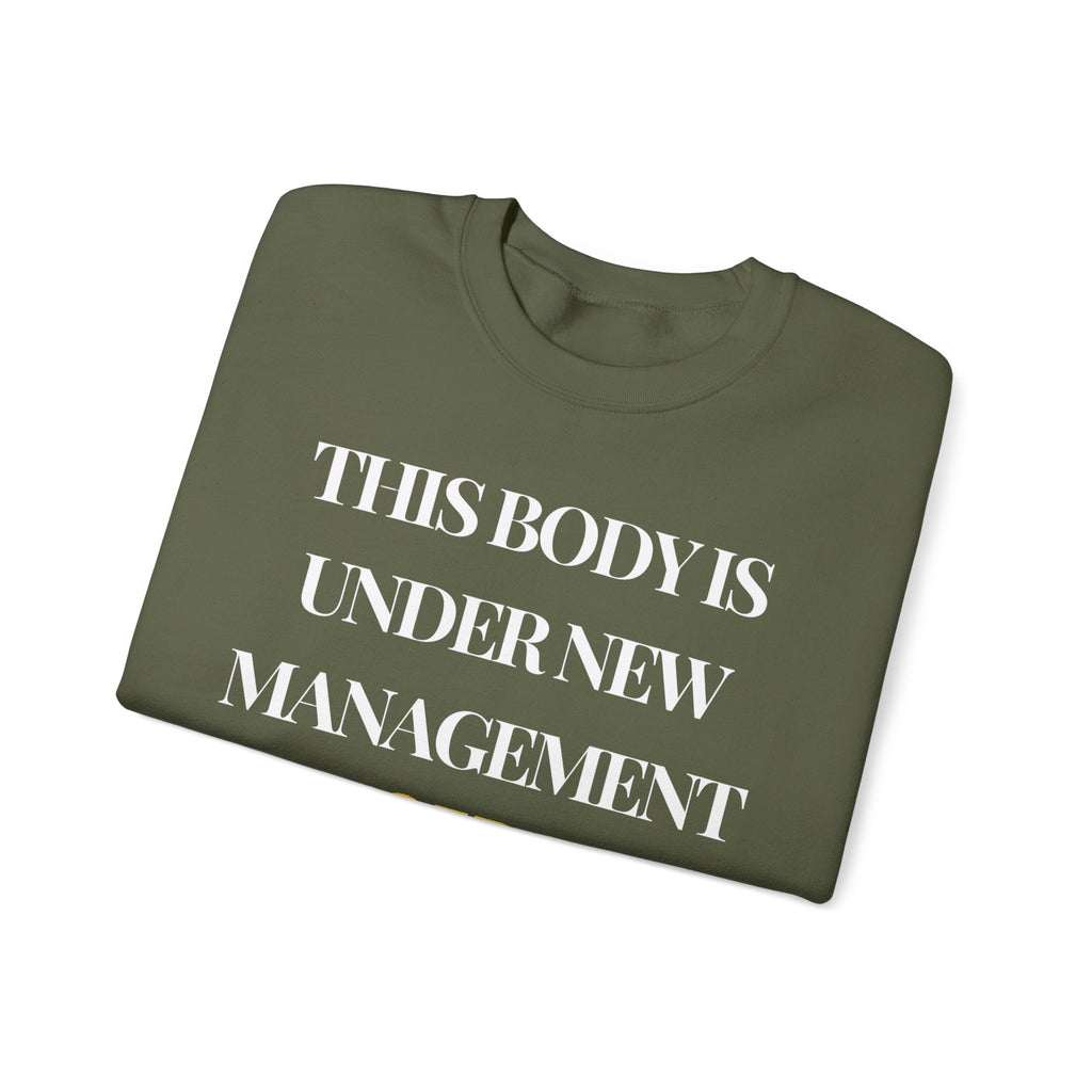 This body is under new management. Cancer free Sweatshirt | Inspirational Crewneck, Gift for Fitness Lovers, Motivational Apparel, Unisex Sweatshirt, Cozy Fitness Wear