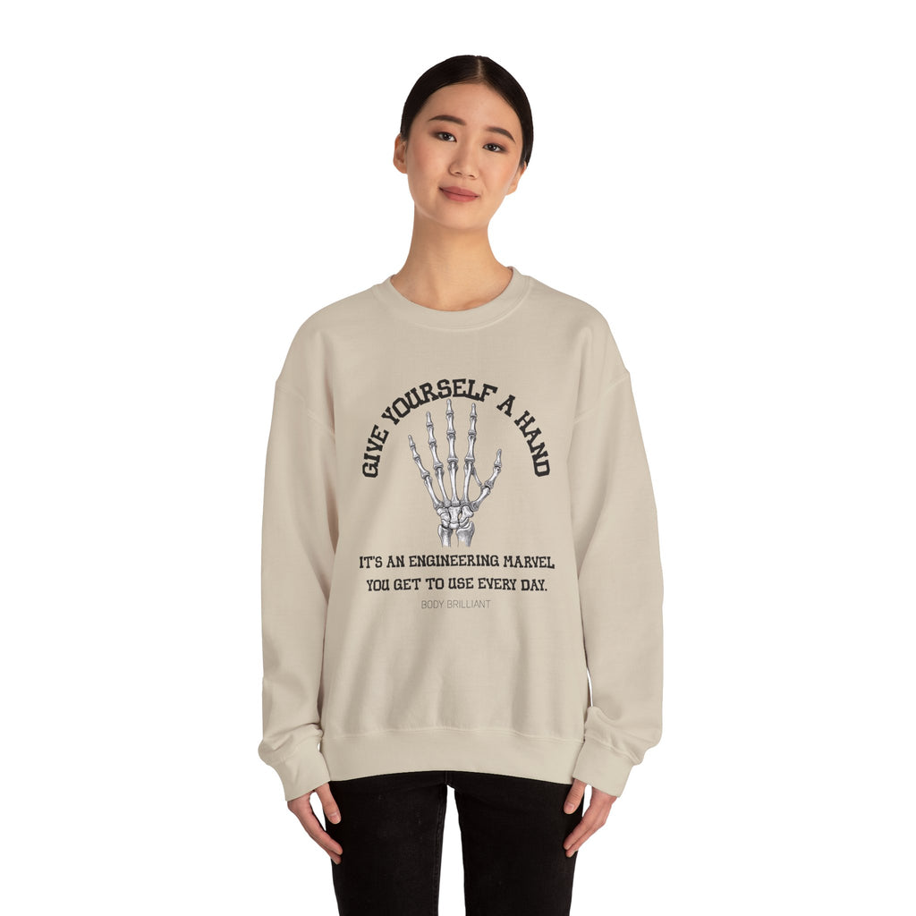 Give yourself a hand Sweatshirt | Inspirational Crewneck, Gift for Fitness Lovers, Motivational Apparel, Unisex Sweatshirt, Cozy Fitness Wear
