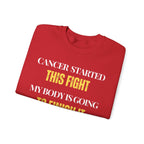 Cancer started this fight. My body is going to finish it Sweatshirt | Inspirational Crewneck, Gift for Fitness Lovers, Motivational Apparel, Unisex Sweatshirt, Cozy Fitness Wear