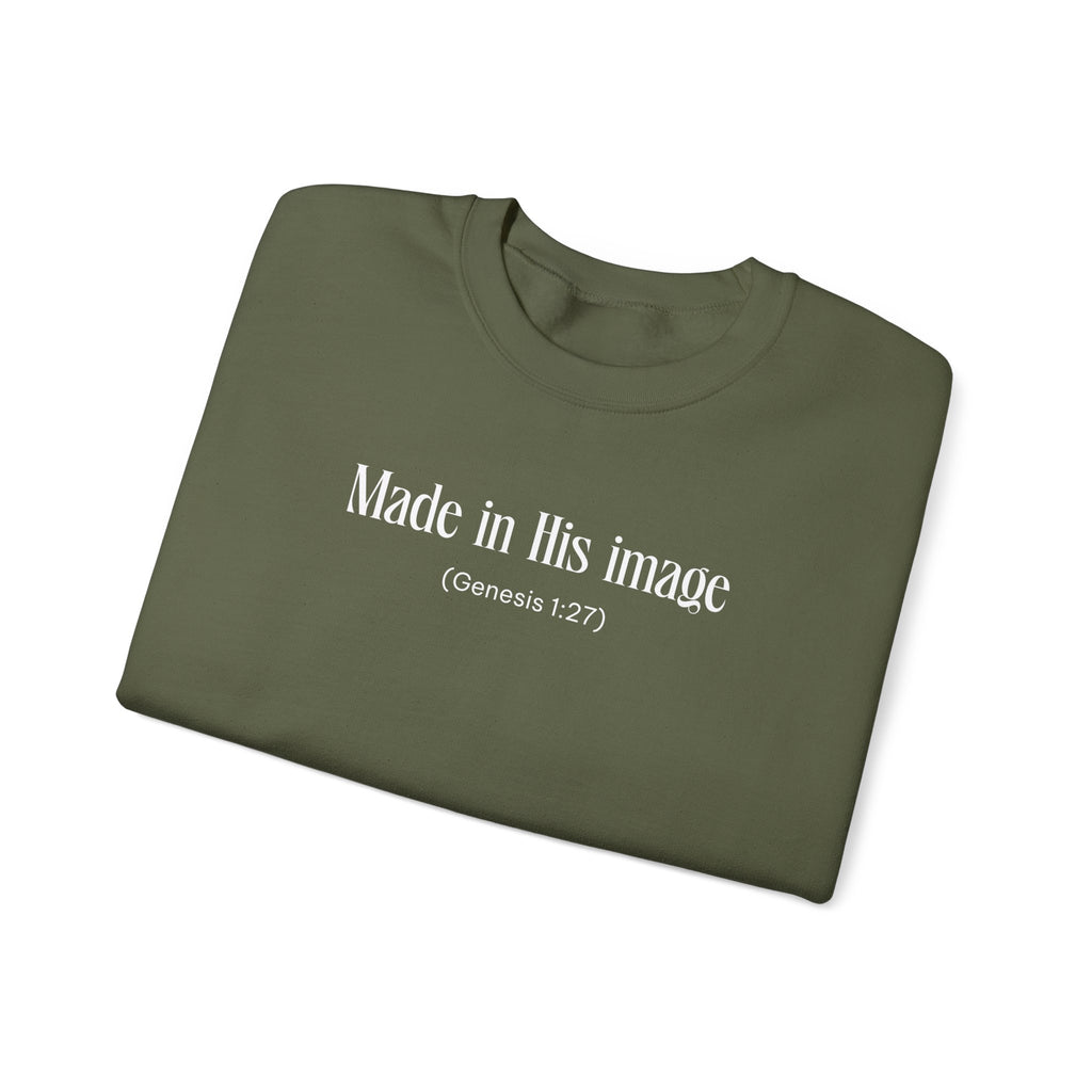 Made in his image Sweatshirt | Inspirational Crewneck, Gift for Fitness Lovers, Motivational Apparel, Unisex Sweatshirt, Cozy Fitness Wear