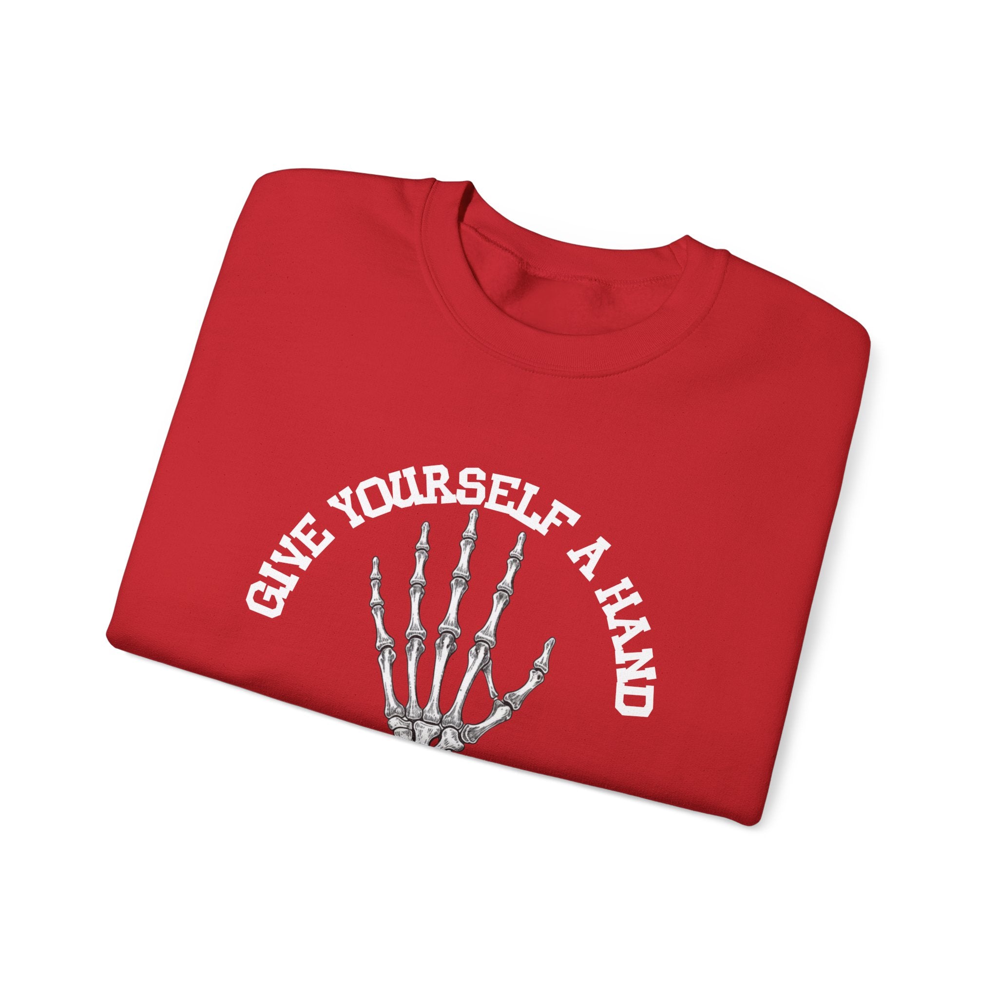 Give yourself a hand Sweatshirt | Inspirational Crewneck, Gift for Fitness Lovers, Motivational Apparel, Unisex Sweatshirt, Cozy Fitness Wear