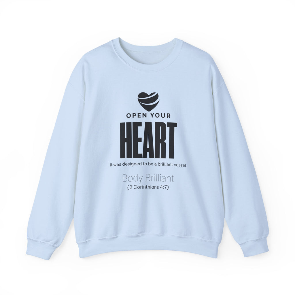 Open Your Heart Sweatshirt | Inspirational Crewneck, Gift for Fitness Lovers, Motivational Apparel, Unisex Sweatshirt, Cozy Fitness Wear