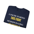Cancer started this fight. My body is going to finish it Sweatshirt | Inspirational Crewneck, Gift for Fitness Lovers, Motivational Apparel, Unisex Sweatshirt, Cozy Fitness Wear