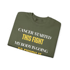 Cancer started this fight. My body is going to finish it Sweatshirt | Inspirational Crewneck, Gift for Fitness Lovers, Motivational Apparel, Unisex Sweatshirt, Cozy Fitness Wear