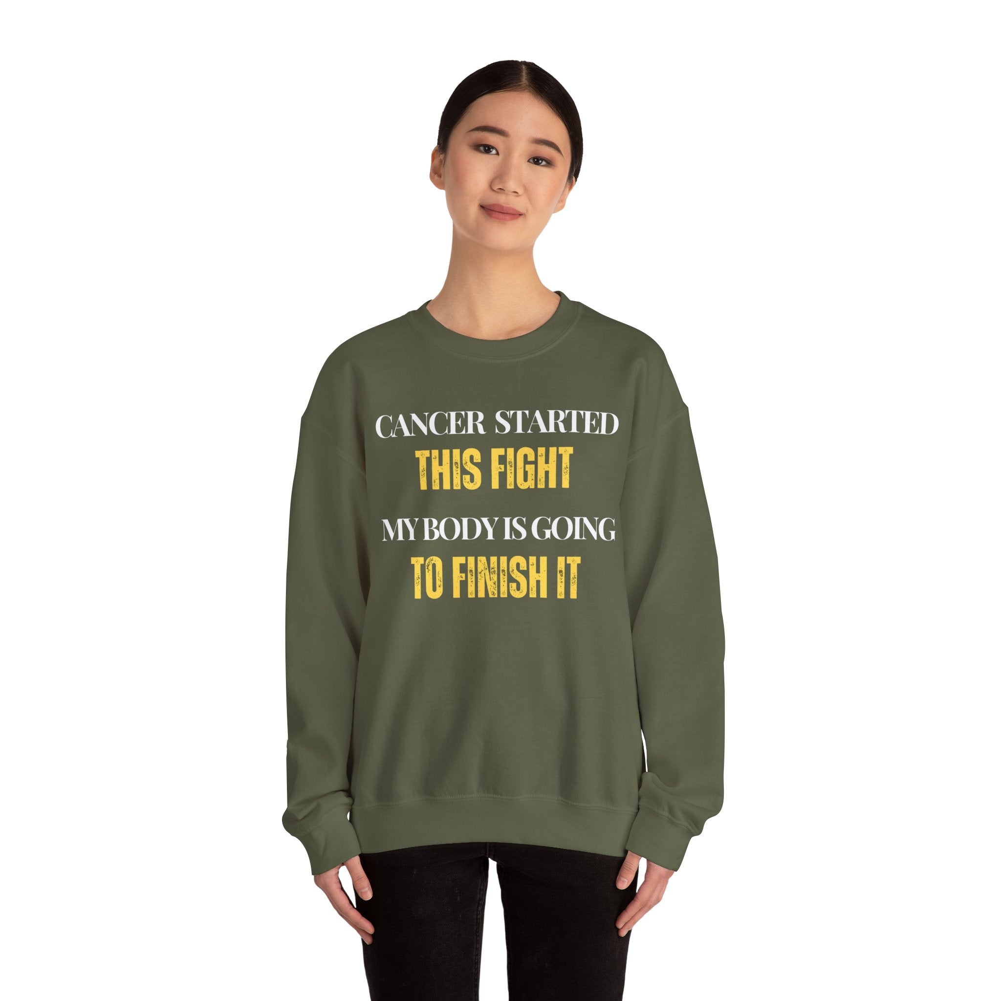 Cancer started this fight. My body is going to finish it Sweatshirt | Inspirational Crewneck, Gift for Fitness Lovers, Motivational Apparel, Unisex Sweatshirt, Cozy Fitness Wear