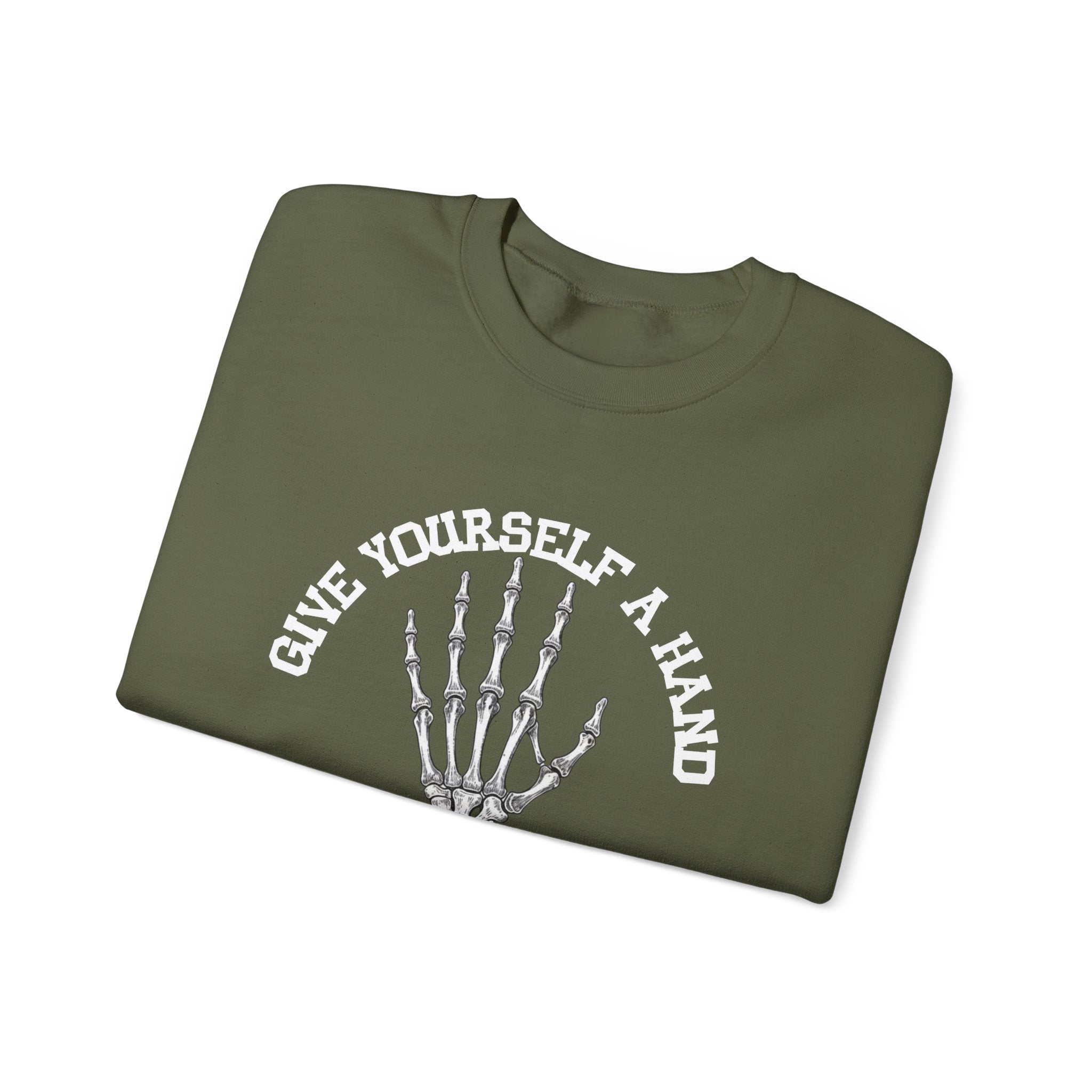 Give yourself a hand Sweatshirt | Inspirational Crewneck, Gift for Fitness Lovers, Motivational Apparel, Unisex Sweatshirt, Cozy Fitness Wear